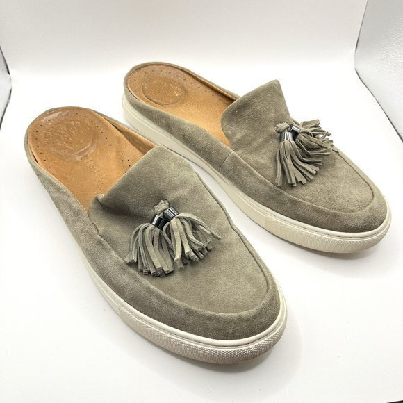 Gentle Souls By Kenneth Cole Rory Tassel Gray Suede Mule Loafer Size 9M - Picture 1 of 7